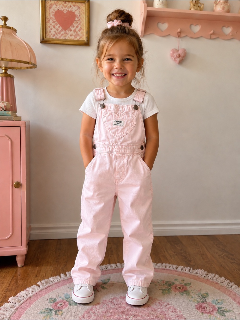 OshKosh Pink heart-pocket overalls 4t little girls toddler
